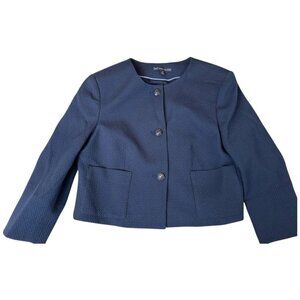 Brooks Brothers 346 Blazer Womens 10 navy crop office evening cocktails career